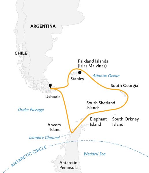 极南地区的企鹅: 福克兰群岛、南乔治亚岛、南极大陆