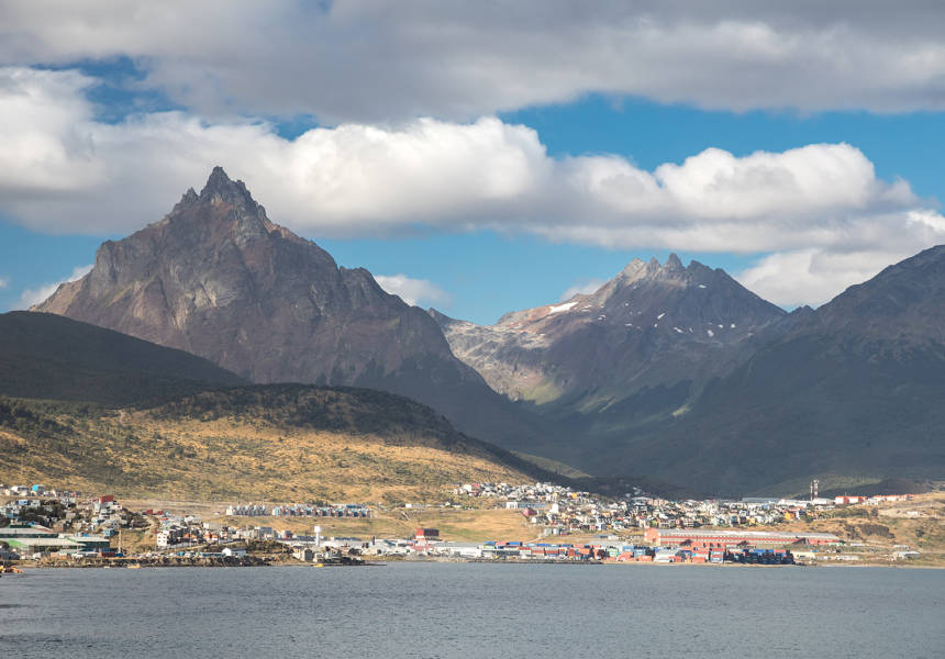 Views of the center of Ushuaia from one of our expedition ships.